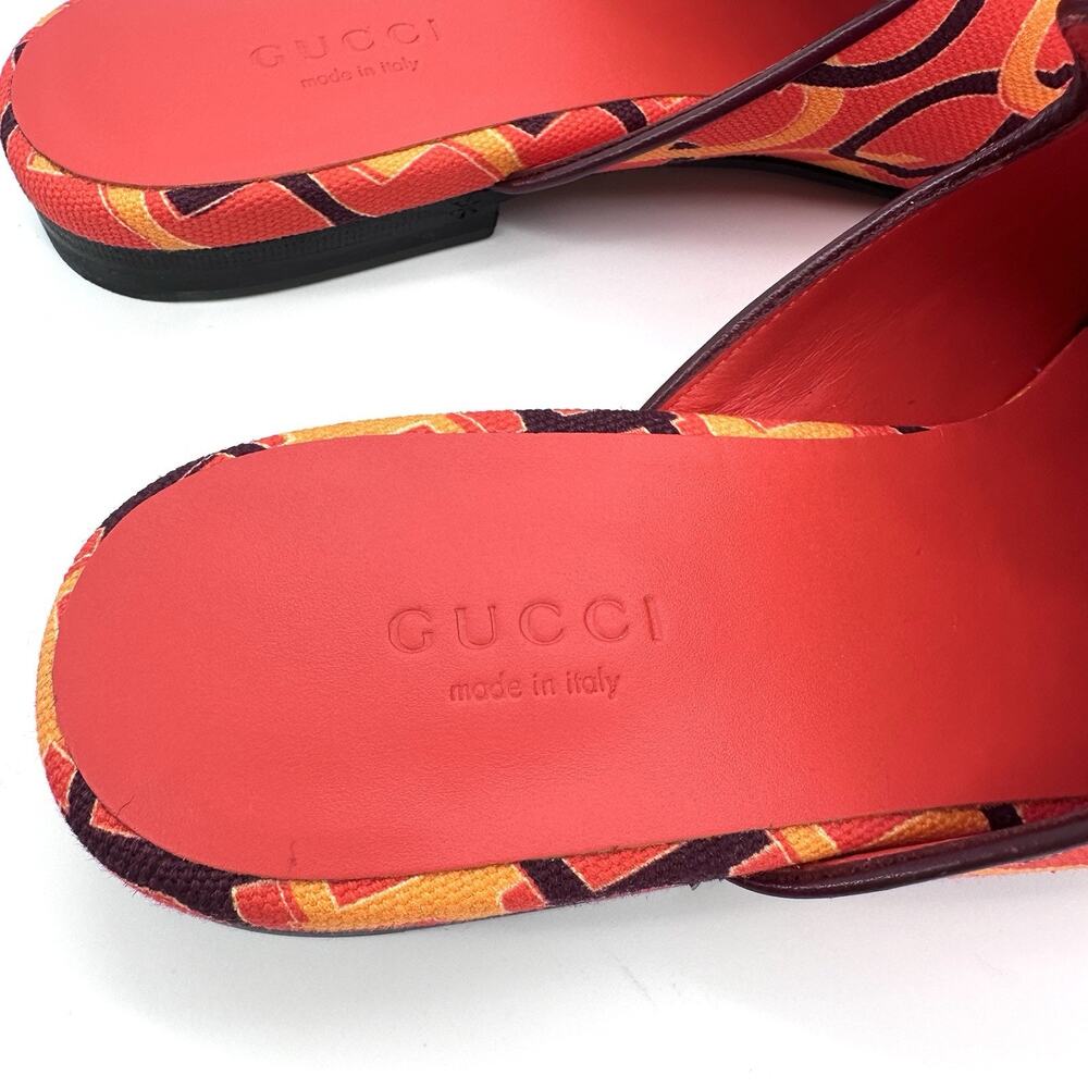 NIB Gucci Princetown Mules EU 38.5 US 8.5 Horsebit Print Orange Multi $990 - Picture 9 of 13